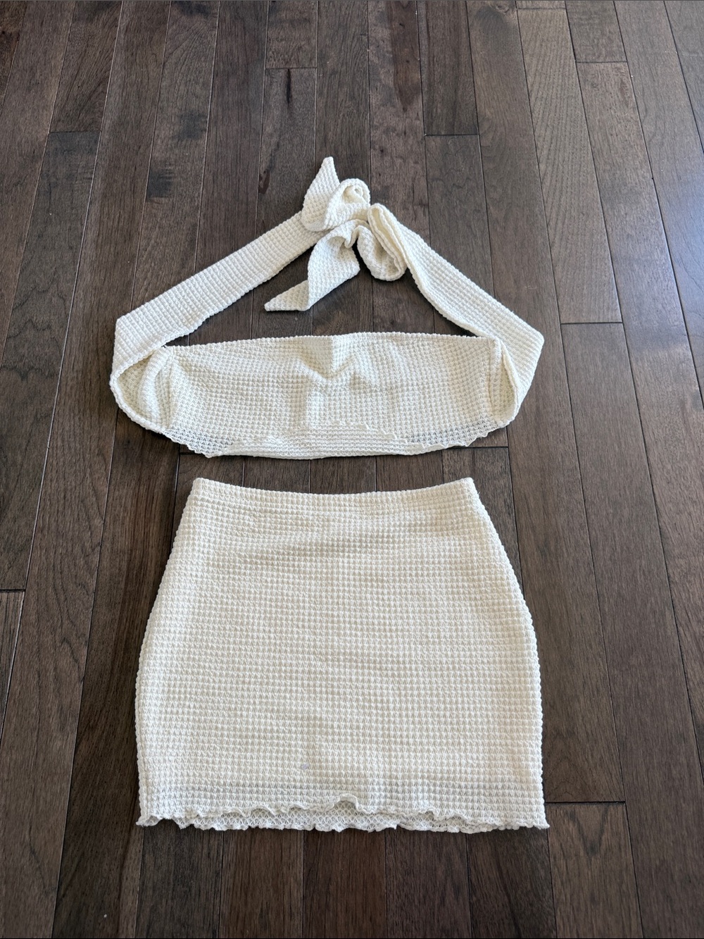 Cream Knit Mini Skirt - Women